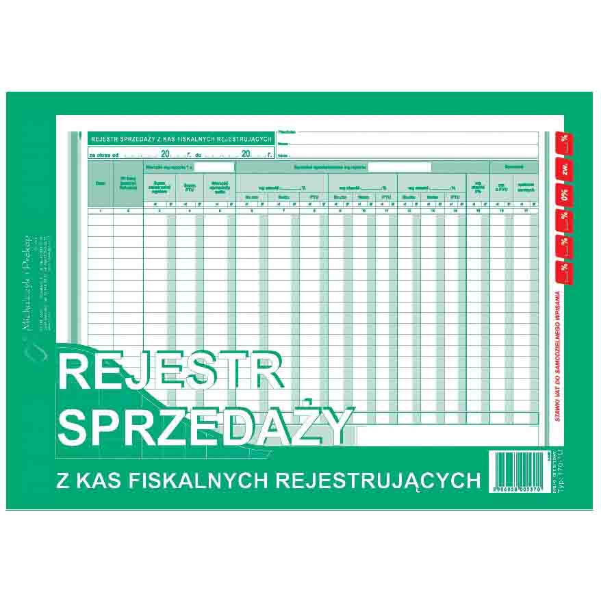 REJESTR SPRZEDAŻY Z KAS FISKALNYCH REJESTRUJĄCYCH - 170-1U 1 REJESTR SPRZEDAŻY Z KAS FISKALNYCH REJESTRUJĄCYCH - 170-1U