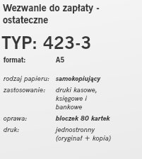 DRUK WEZWANIE DO ZAPLATY OSTATECZNE 423-3 (14237) S - Sklep KLEKS Art ...