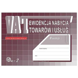 Druk VU7 - ewidencja nabycia towarów