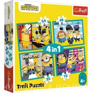 Puzzle 4w1 (4 obrazki 70 54 48 i 35 elementów) - Wesoły świat Minionków