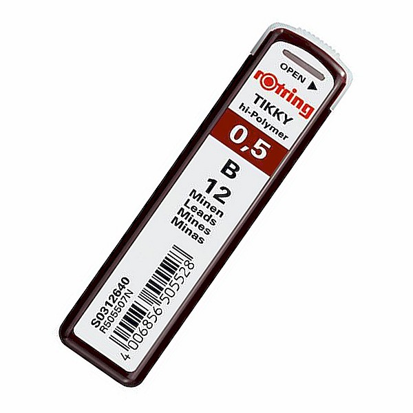 Grafit 0.5mm B - Wkłady grafitowe do ołówka automatycznego - ROTRING 1 Grafit 0.5mm B - Wkłady grafitowe do ołówka automatycznego - ROTRING