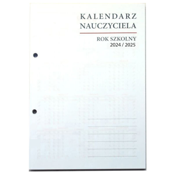 Wkład kalendarzowy NAUCZYCIELA do organizera A5 2024 / 2025 - Mocowanie 2 otwory